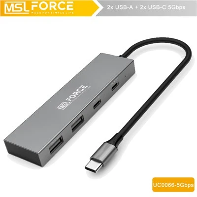 HUB USB-C, 4 ports USB 3.2 Gen1 5Gbps, 2x USB-C 2x USB-A